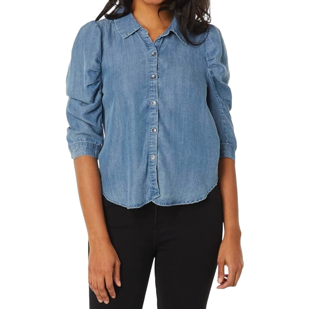 Splendid Indigo Blue Serena 3/4 Sleeve Shirt Top Blouse Size  Medium EUC